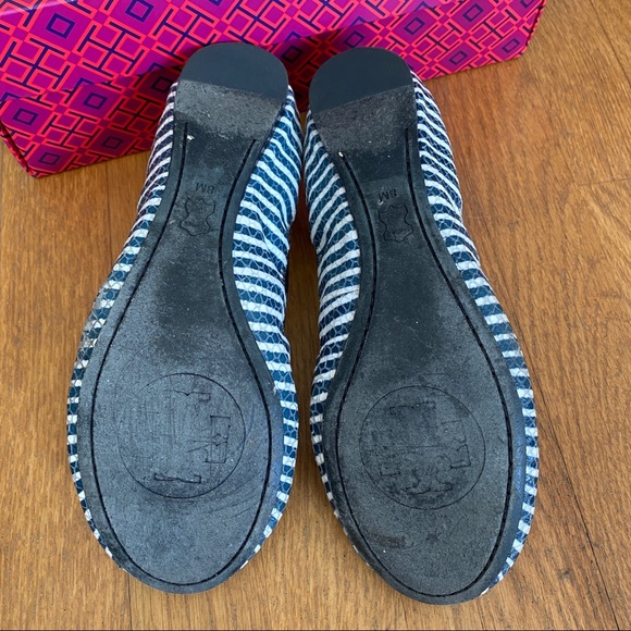 Tory Burch Striped Caroline Flats - Navy and White - Picture 3 of 5